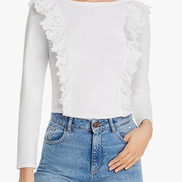 La Vie Rebecca Taylor Long Sleeve Embellished Clean Jersey Top Size M - Picture 1 of 11